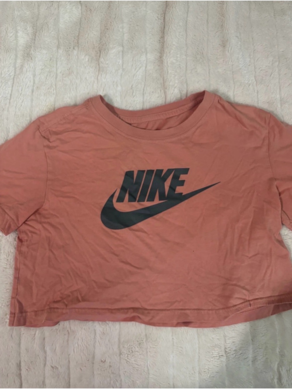 Nike Coral Crop Tee with Black Logo